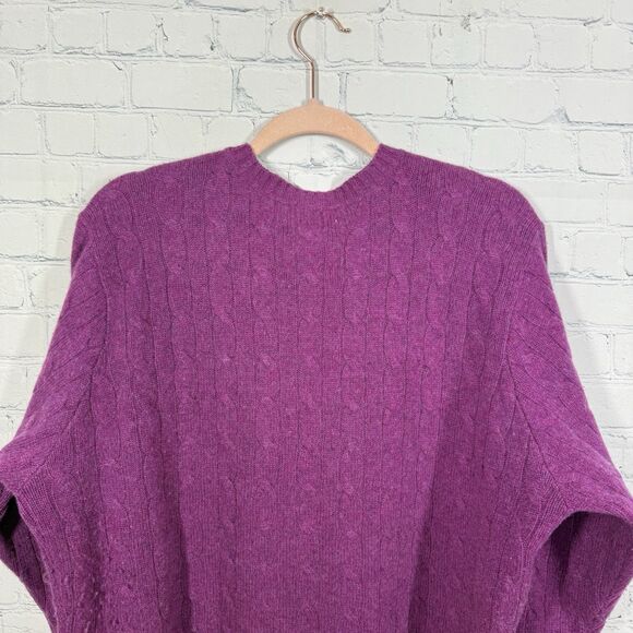 Cashemere Sweater XXL Purple Cable Knit Classic Preppy Pullover Dark Academia - Picture 6 of 15